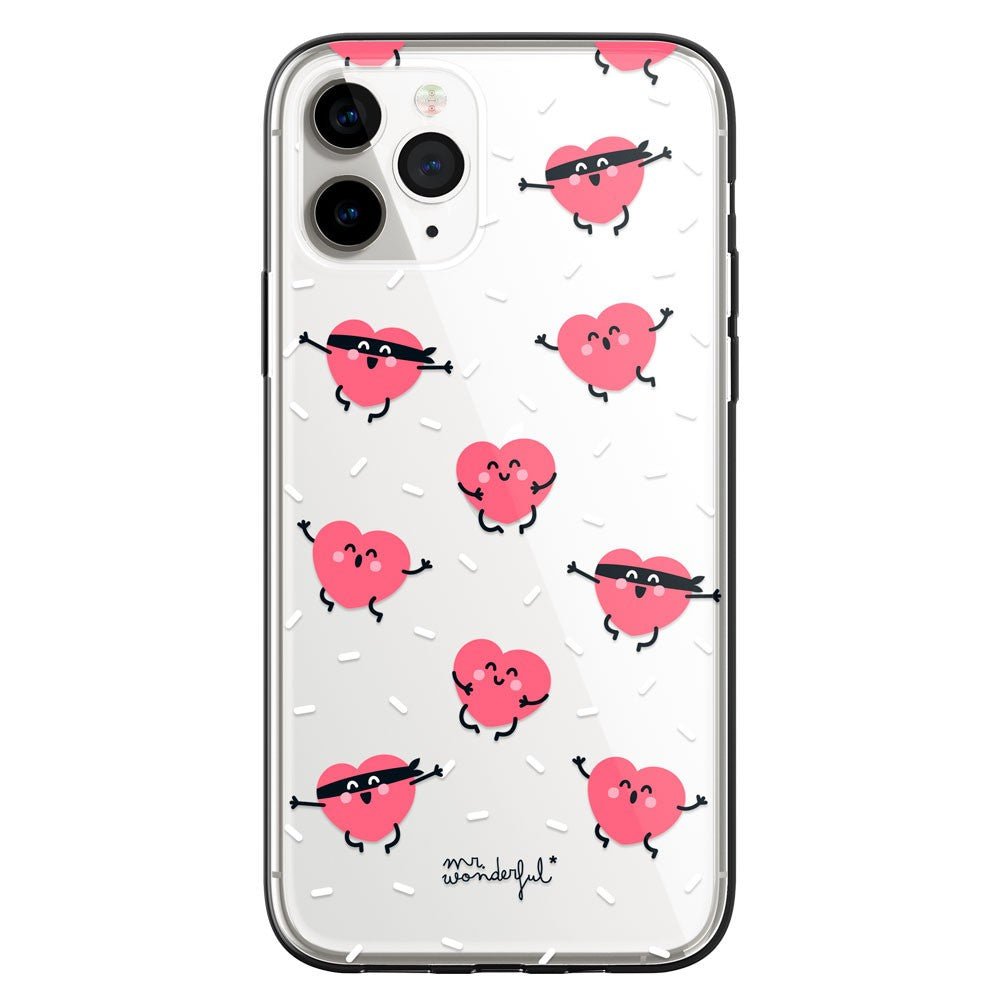 Coque Officielle Mr Wonderful - Motif Cœurs Silicone Transparent