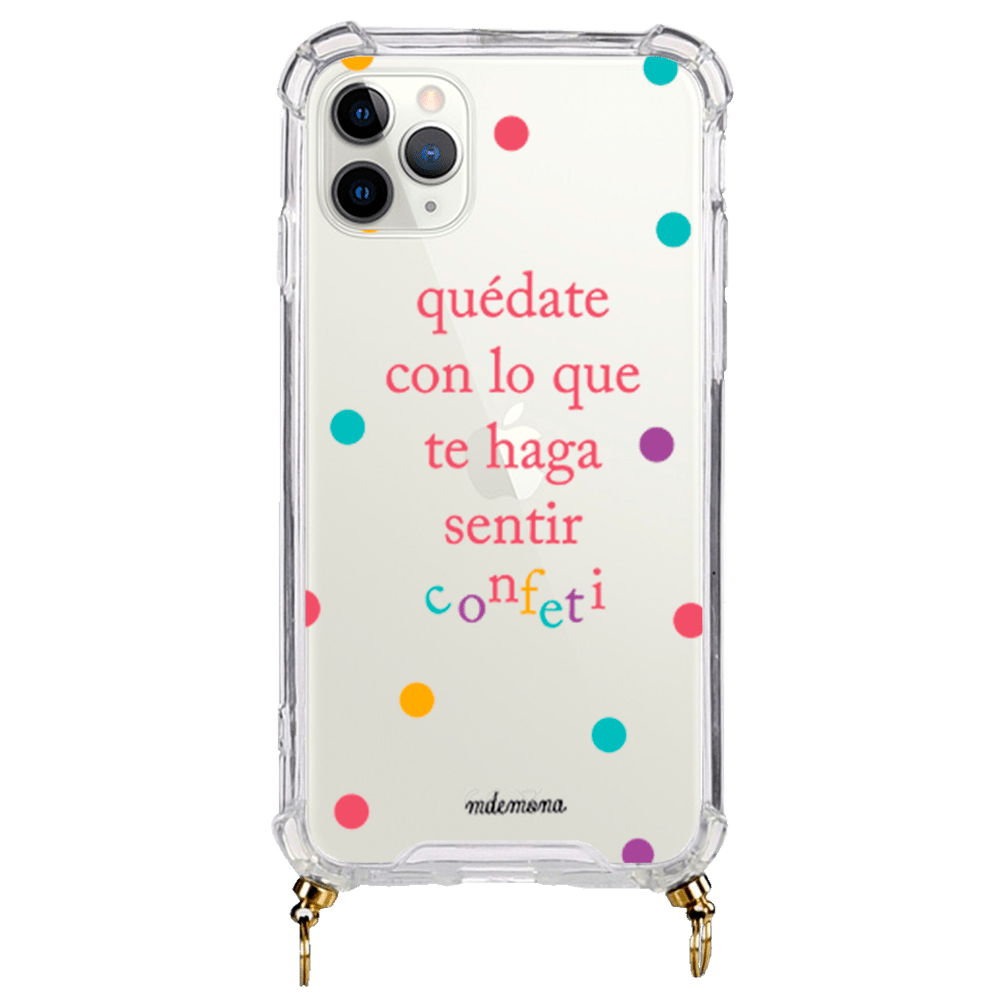 Coque en silicone avec cordon M de Mona - Confetti