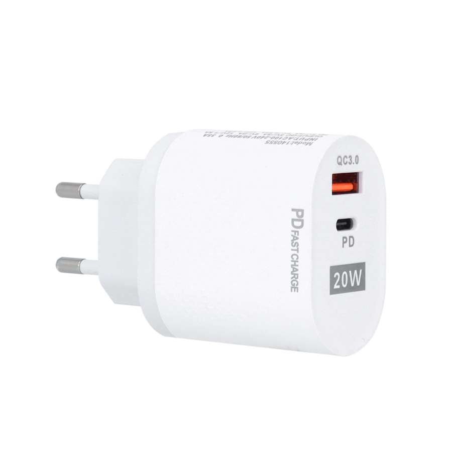 Chargeur - Prise USB + USB-C - 20W