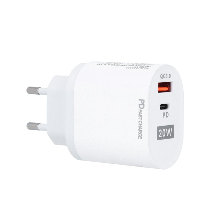 Chargeur - Prise USB + USB-C - 20W