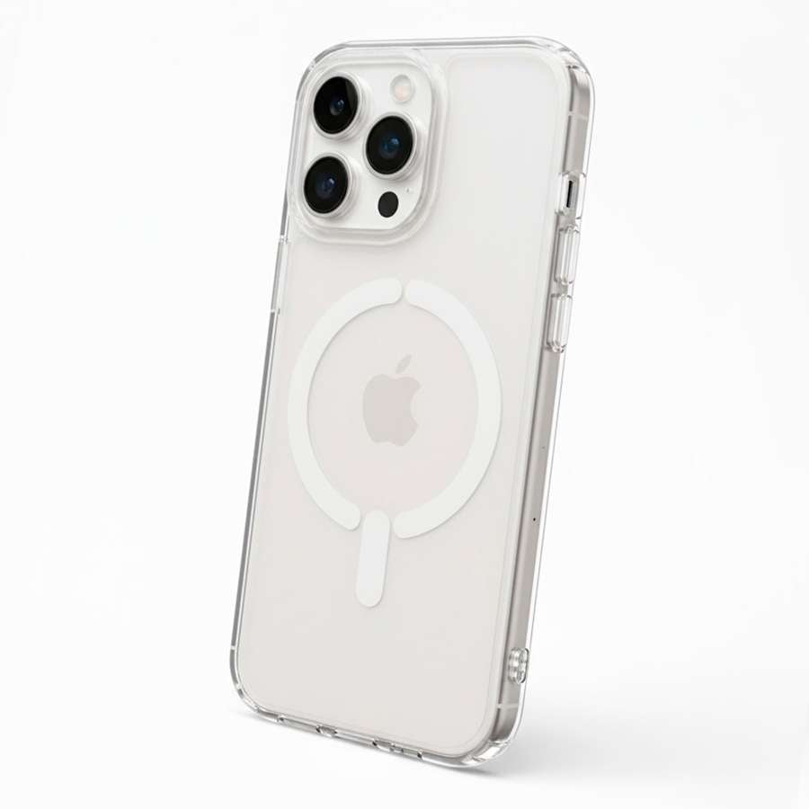 Coque transparente compatible MagSafe avec logo pour iPhone 16 Pro Max