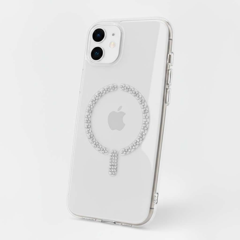 Coque Anti-jaunissement Compatible MagSafe avec Strass pour iPhone 12