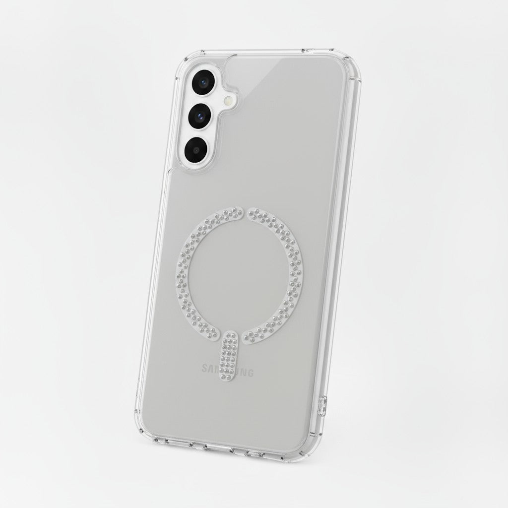Coque Anti-jaunissement Compatible MagSafe Pailletée pour Samsung Galaxy S25