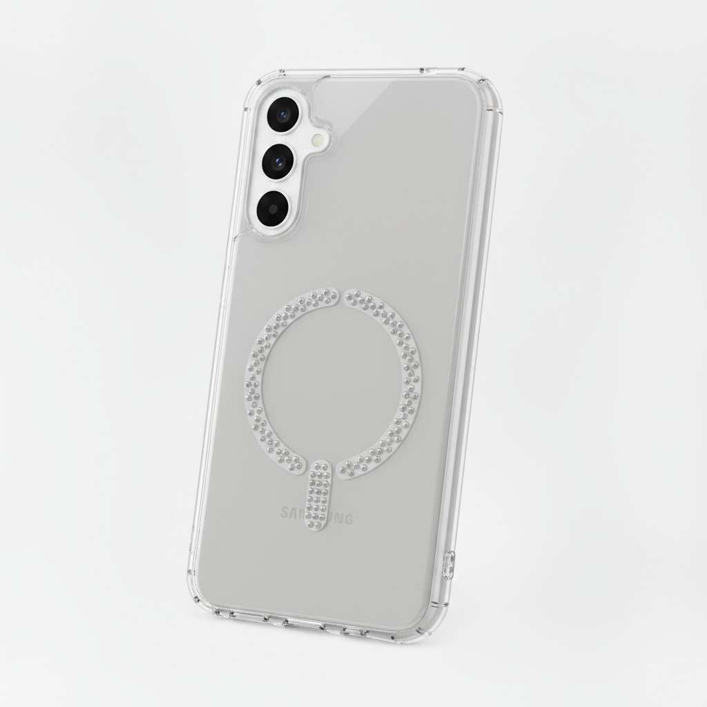 Coque Anti-jaunissement Compatible MagSafe Pailletée pour Samsung Galaxy S25