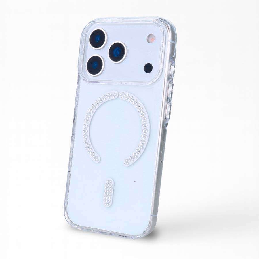 Coque Anti-Jaunissement Compatible MagSafe avec Strass pour iPhone 17 Pro