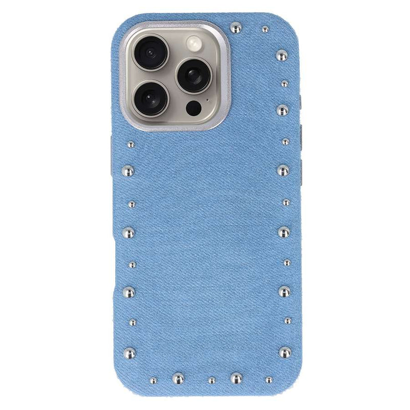 Funda Denim MagBattery para iPhone 16 Pro — vista frontal con acabado vaquero

