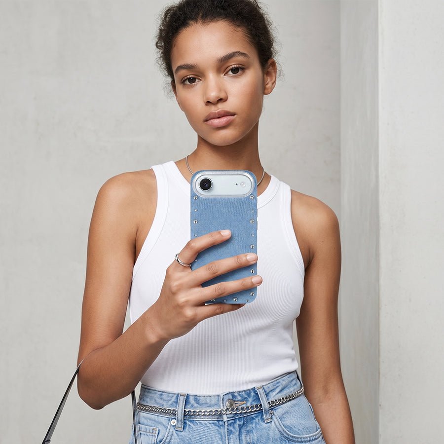 Funda Denim MagBattery para iPhone Air — perfil lateral y protección
