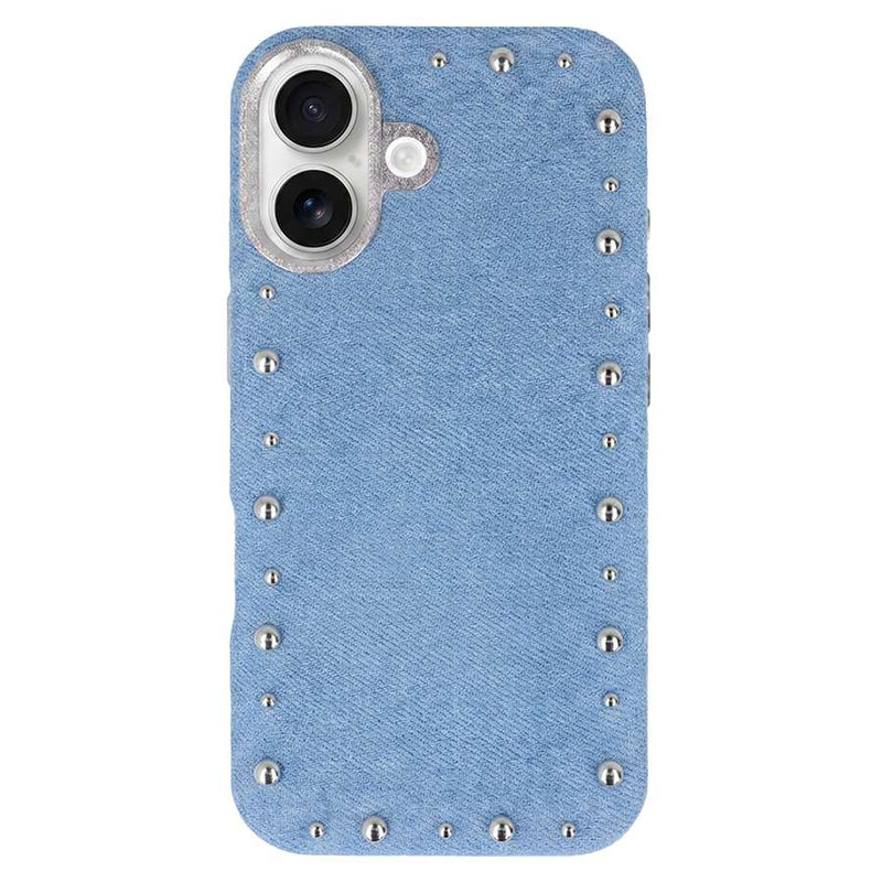 Funda Denim MagBattery para iPhone 16 — vista frontal con acabado vaquero
