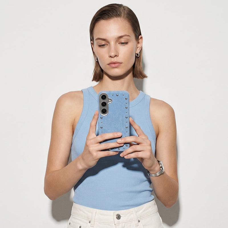 Funda Denim MagBattery para Samsung Galaxy S24 Plus — perfil lateral y protección
