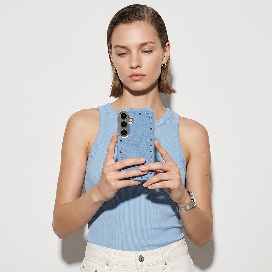Funda Denim MagBattery para Samsung Galaxy S25 — perfil lateral y protección
