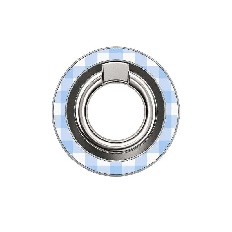 Ring MagSafe Blue Picnic colección The Sunset Club – Anillo soporte magnético con diseño azul cuadros
