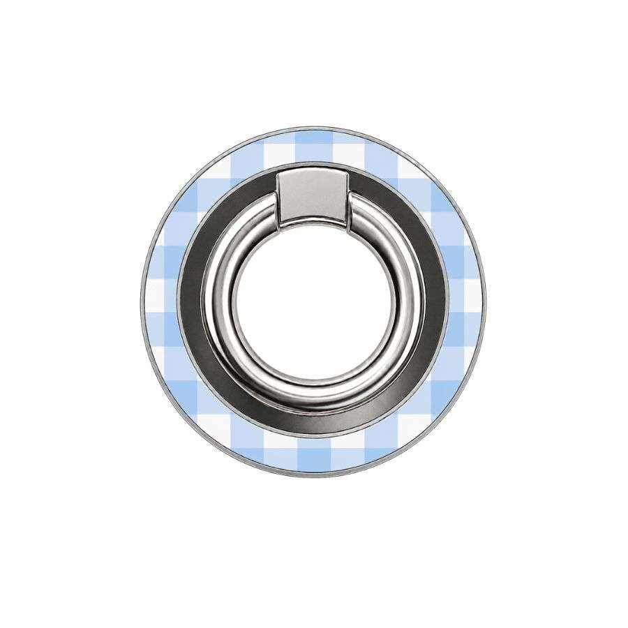 Ring MagSafe Blue Picnic colección The Sunset Club – Anillo soporte magnético con diseño azul cuadros

