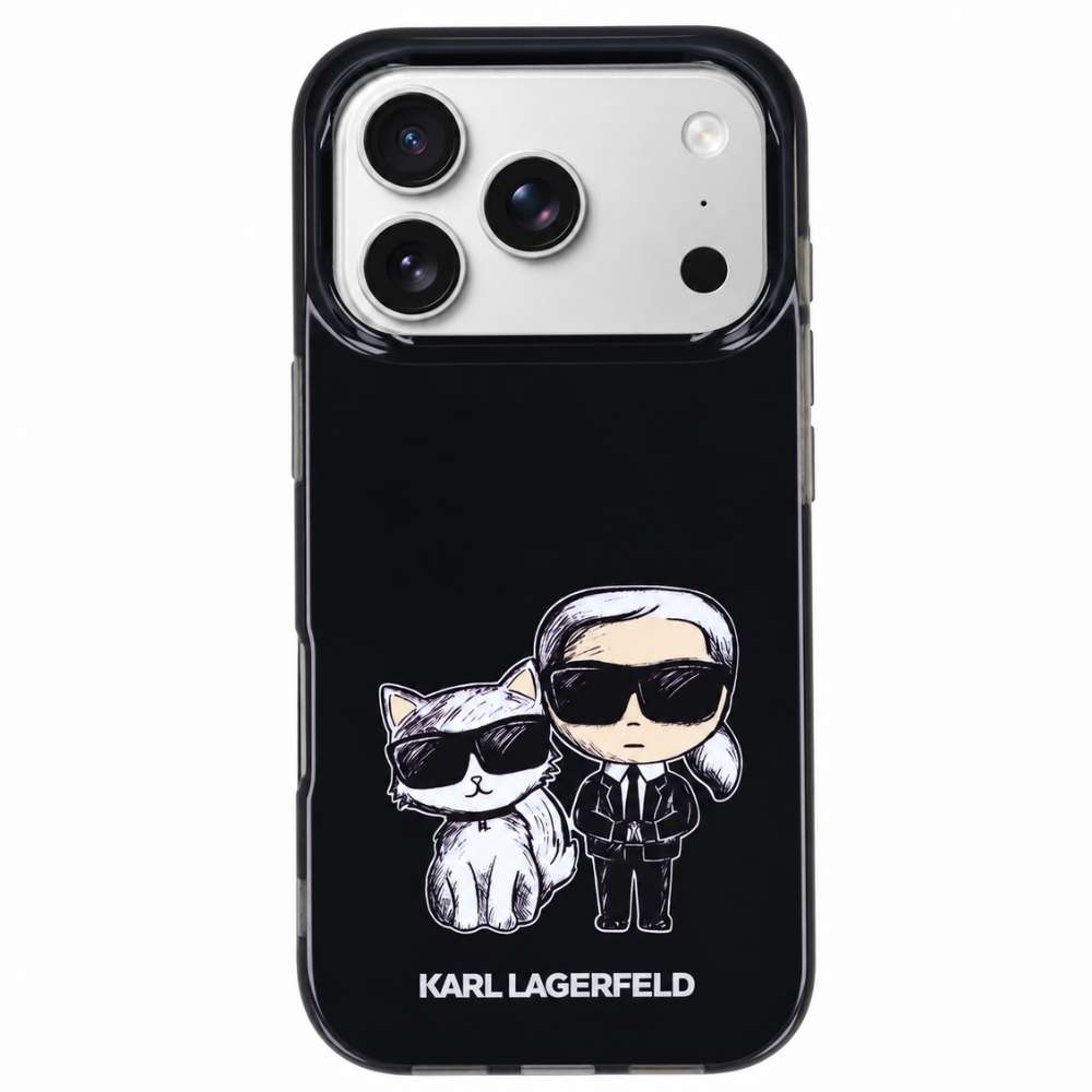 Funda Karl Lagerfeld negra para iPhone 17 Pro Max, colaboración La Casa de las Carcasas x Karl Lagerfeld