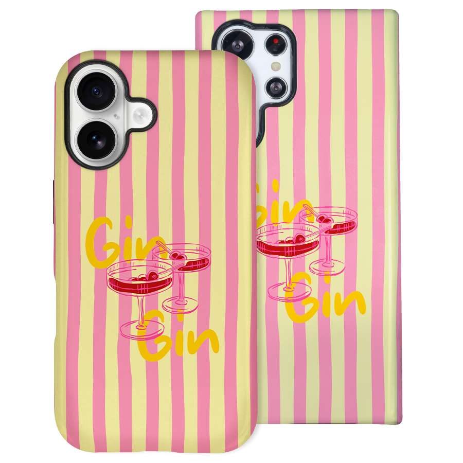Funda Tough Gin Rosé colección The Sunset Club – Vista frontal diseño rosa elegante
