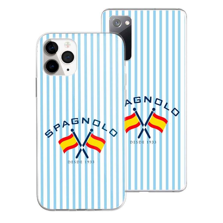 Coque Officielle Spagnolo - Fond rayures bleues