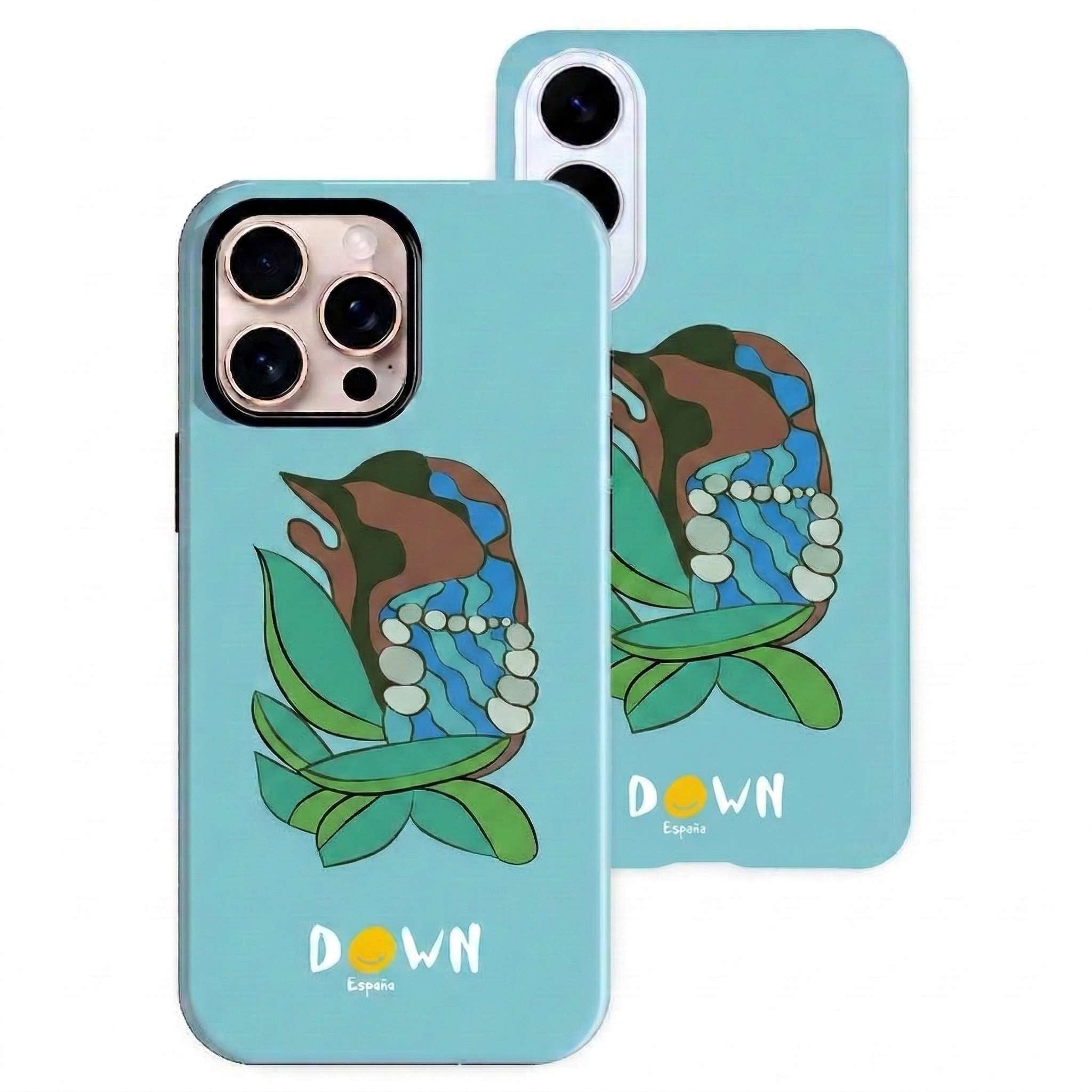 Funda Tough antigolpes oficial Down España «Perla de Luna» sobre fondo blanco — Diseño solidario exclusivo de La Casa de las Carcasas